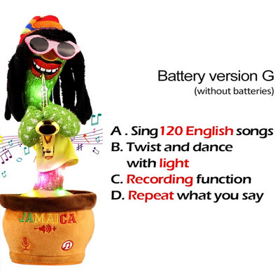 Jucărie minunată de cactus care dansează Păpușă cactus vorbitoare Vorbește înregistrarea sunetului Repetă Jucărie strălucitoare Cactus Kawaii Jucării educaționale pentru copii Cadou