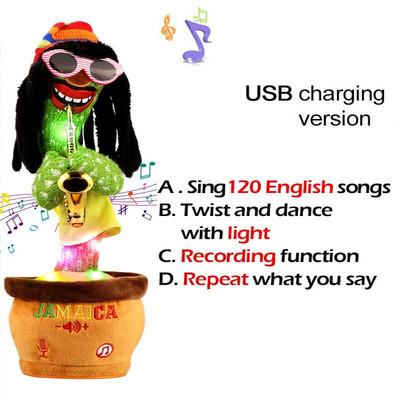 Jucărie minunată de cactus care dansează Păpușă cactus vorbitoare Vorbește înregistrarea sunetului Repetă Jucărie strălucitoare Cactus Kawaii Jucării educaționale pentru copii Cadou