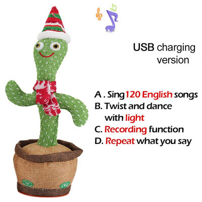 Jucărie minunată de cactus care dansează Păpușă cactus vorbitoare Vorbește înregistrarea sunetului Repetă Jucărie strălucitoare Cactus Kawaii Jucării educaționale pentru copii Cadou