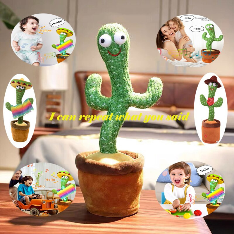 Jucărie minunată de cactus care dansează Păpușă cactus vorbitoare Vorbește înregistrarea sunetului Repetă Jucărie strălucitoare Cactus Kawaii Jucării educaționale pentru copii Cadou