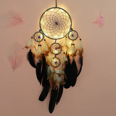 Indijos natūralių plunksnų svajonių gaudyklės prie sienos pakabinamos meno kambario namų dekoravimas gryno rankų darbo svajonių gaudyklės ornamentas, dovana draugams