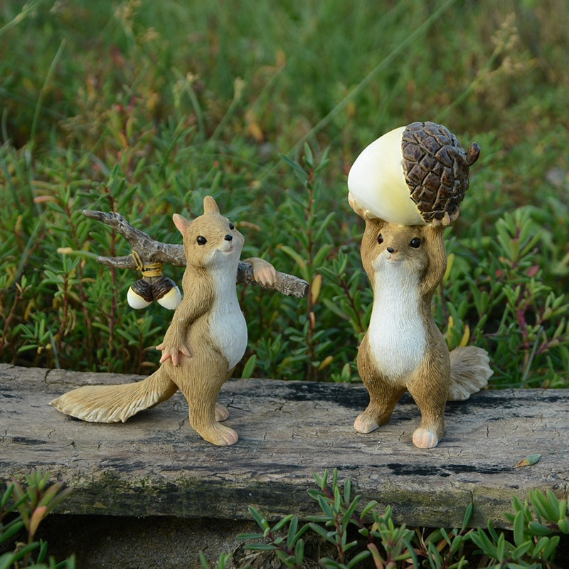 Mindennapi kollekció Mókus Állat Figurák Miniatűrök Tündérkert Díszek Otthoni Dekoráció Barátok Ajándék Bonsai Dekor