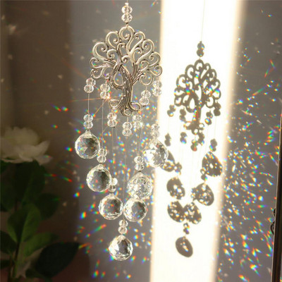 Crystal Wind Chimes Suncatcher κρεμαστό DIY Rainbow Crystal Ball Κρεμαστό αυτοκίνητο για Μπαλκόνι Κουρτίνα βεράντας Διακόσμηση χριστουγεννιάτικου δέντρου