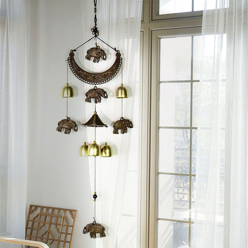 Kínai szélcsengő Elefánt Holdharang Lucky Feng Shui medál Retro szobadekoráció Kiegészítők nappali kültéri dekorációhoz