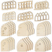 48 DB Fairy Door & Mini Window Craft, Fairy House barkácskészlet, Befejezetlen Tündérkert Miniatűrök Otthon Dekorációhoz