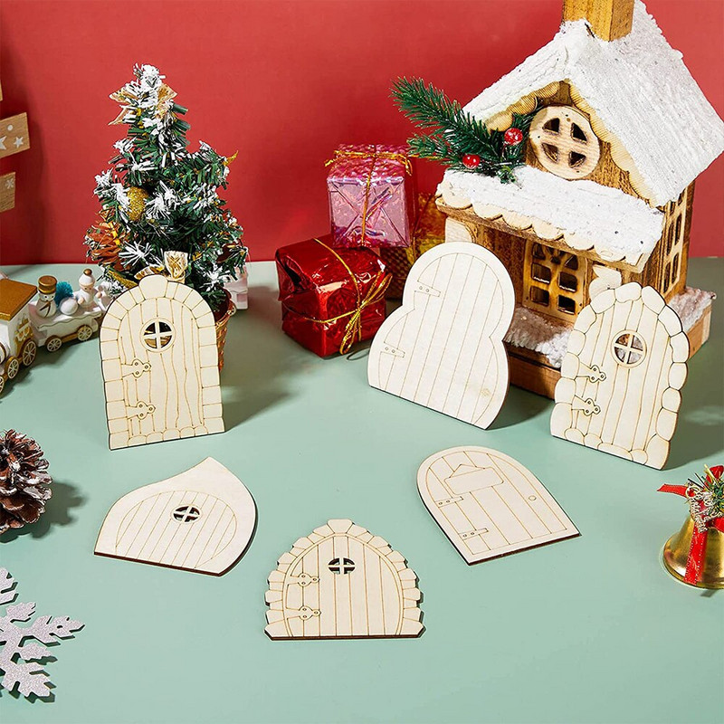 48 DB Fairy Door & Mini Window Craft, Fairy House barkácskészlet, Befejezetlen Tündérkert Miniatűrök Otthon Dekorációhoz