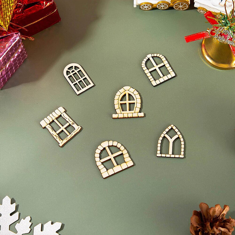 48 DB Fairy Door & Mini Window Craft, Fairy House barkácskészlet, Befejezetlen Tündérkert Miniatűrök Otthon Dekorációhoz