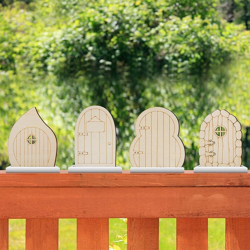 48 DB Fairy Door & Mini Window Craft, Fairy House barkácskészlet, Befejezetlen Tündérkert Miniatűrök Otthon Dekorációhoz