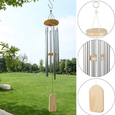 Ασημί 6 Tube Wind Chime Chapel Bells Wind Chimes Κρεμαστό στολίδι τοίχου πόρτας στο σπίτι Κήπος Εξωτερική διακόσμηση Wind Chimes