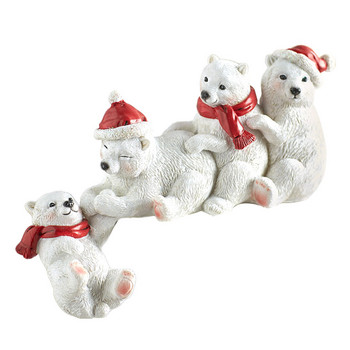 Коледни фигурки на бяла мечка Ръка за помощ Скулптура Декорация на маса Празник Xmas Navidad Natal Нова година 2022 Орнаменти