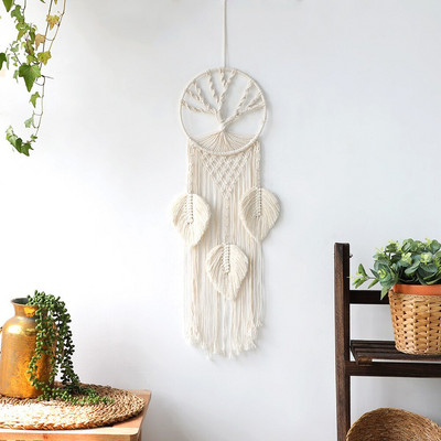 Macrame Dream Catcher Μεγάλη Διακόσμηση Σπιτιού Ονειροπαγίδα Ονειροπαγίδα Βαμβακερό σχοινί Φούντα υφαντό Bohemian Διακόσμηση δωματίου