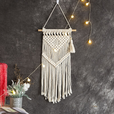Makramé álomfogó nagy falra akasztható lakberendezési álomfogó pamut kötélbojt szőtt bohém falakasztó szoba dekoráció