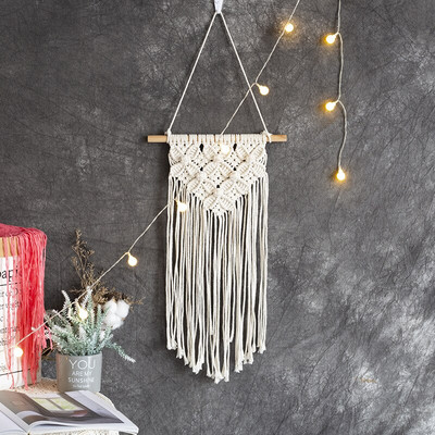 Makramé álomfogó nagy falra akasztható lakberendezési álomfogó pamut kötélbojt szőtt bohém falakasztó szoba dekoráció