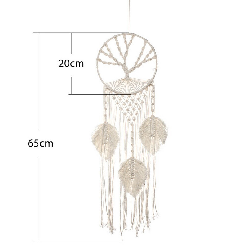 Makramé álomfogó nagy falra akasztható lakberendezési álomfogó pamut kötélbojt szőtt bohém falakasztó szoba dekoráció