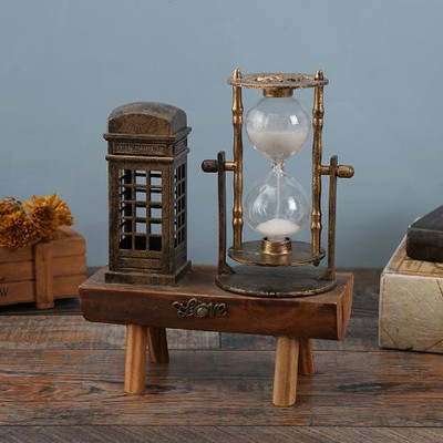 Kreatív ajándékok Retro Eiffel-torony homokóra dekoráció asztalon Egyszerű modern otthoni tanulmány fa inga homok időzítő