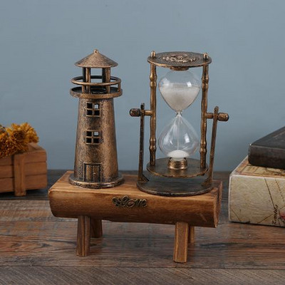 Kreatív ajándékok Retro Eiffel-torony homokóra dekoráció asztalon Egyszerű modern otthoni tanulmány fa inga homok időzítő