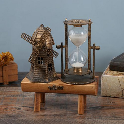 Kreatív ajándékok Retro Eiffel-torony homokóra dekoráció asztalon Egyszerű modern otthoni tanulmány fa inga homok időzítő