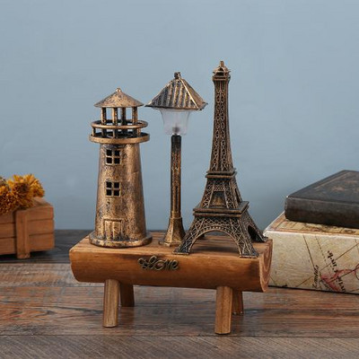 Kreatív ajándékok Retro Eiffel-torony homokóra dekoráció asztalon Egyszerű modern otthoni tanulmány fa inga homok időzítő