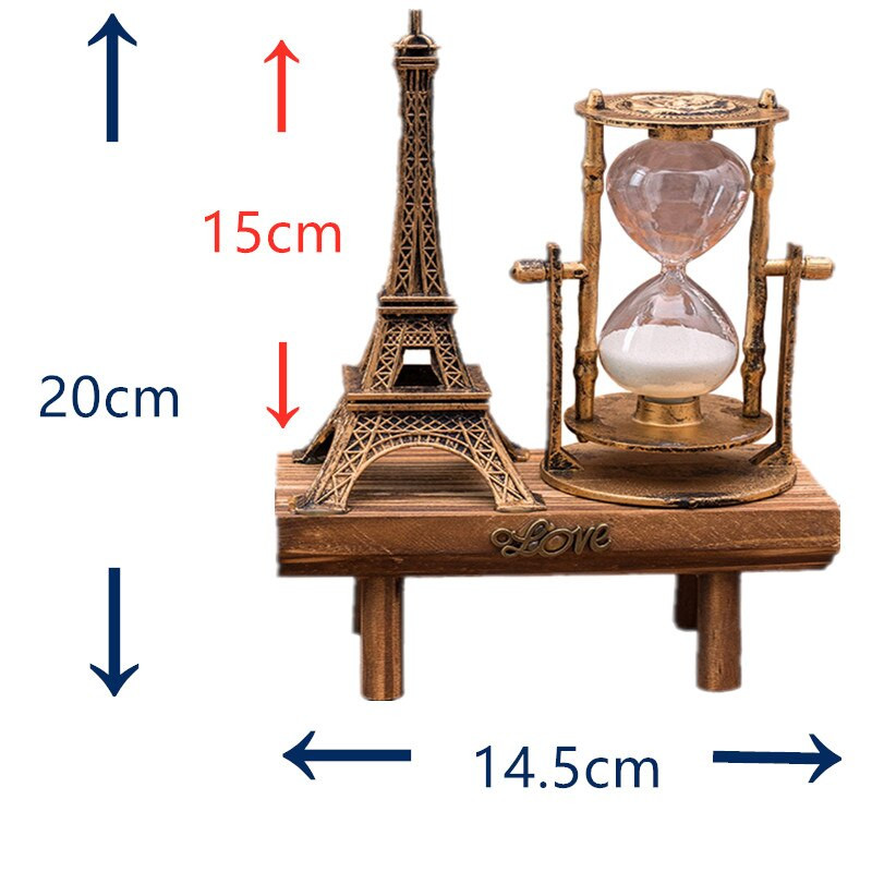 Kreatív ajándékok Retro Eiffel-torony homokóra dekoráció asztalon Egyszerű modern otthoni tanulmány fa inga homok időzítő