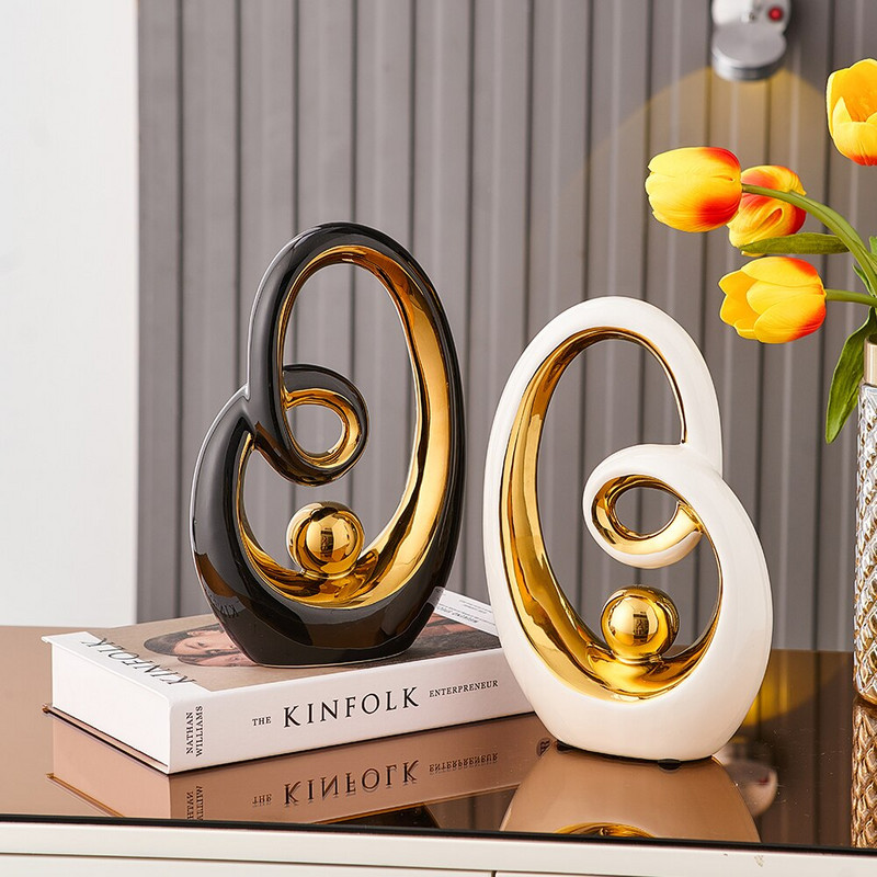 Skandináv absztrakt kerámia szobor modern fény luxus nappali lakberendezés Iroda dekoráció íróasztal kiegészítők kézműves ajándék