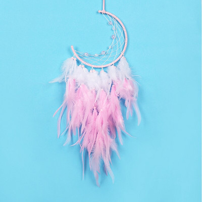 Mėnulio sapnų gaudyklės su šviesomis Plunksnos amatai vėjo varpeliai Rankų darbo namų puošmena Retro indėnų stiliaus dovanos Mėnulio svajonių gaudyklė