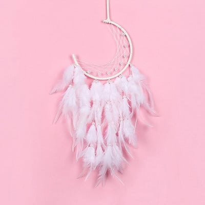 Mėnulio sapnų gaudyklės su šviesomis Plunksnos amatai vėjo varpeliai Rankų darbo namų puošmena Retro indėnų stiliaus dovanos Mėnulio svajonių gaudyklė