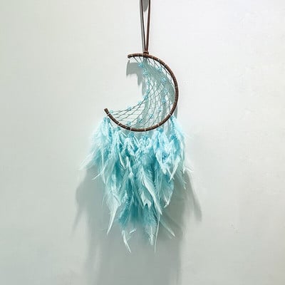 Mėnulio sapnų gaudyklės su šviesomis Plunksnos amatai vėjo varpeliai Rankų darbo namų puošmena Retro indėnų stiliaus dovanos Mėnulio svajonių gaudyklė