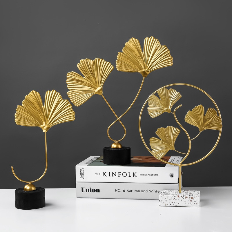 Lakás dekoráció Lakberendezési kiegészítők Modern szobadekoráció Modell Kreatív Ginkgo Leaf Light Luxus Kézművesség Művészet Szemdíszek