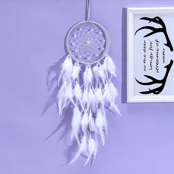 Κορίτσι Heart Dream Catcher Εθνικά στολίδια με φτερά Κορδέλες δαντέλα Φτερά τυλιγμένα φώτα για κορίτσια Διακόσμηση δωματίου Dreamcatcher