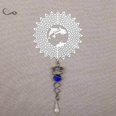 Spirális farokkal 3D fém forgó szélcsengő karácsonyi medál akasztós szélforgó spirál szélcsengő kerti udvar lakberendezés