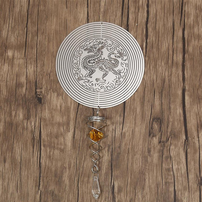 Spirális farokkal 3D fém forgó szélcsengő karácsonyi medál akasztós szélforgó spirál szélcsengő kerti udvar lakberendezés