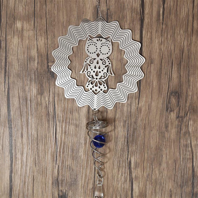 Spirális farokkal 3D fém forgó szélcsengő karácsonyi medál akasztós szélforgó spirál szélcsengő kerti udvar lakberendezés