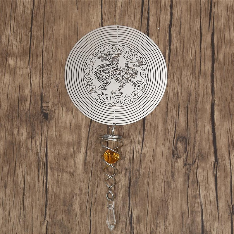 Spirális farokkal 3D fém forgó szélcsengő karácsonyi medál akasztós szélforgó spirál szélcsengő kerti udvar lakberendezés