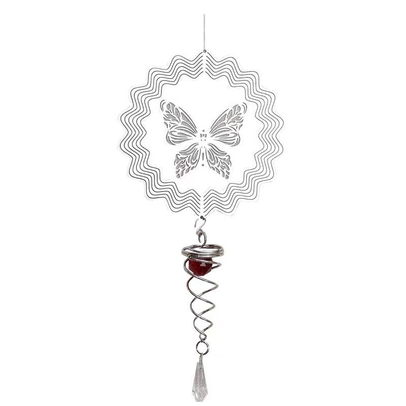 Spirális farokkal 3D fém forgó szélcsengő karácsonyi medál akasztós szélforgó spirál szélcsengő kerti udvar lakberendezés