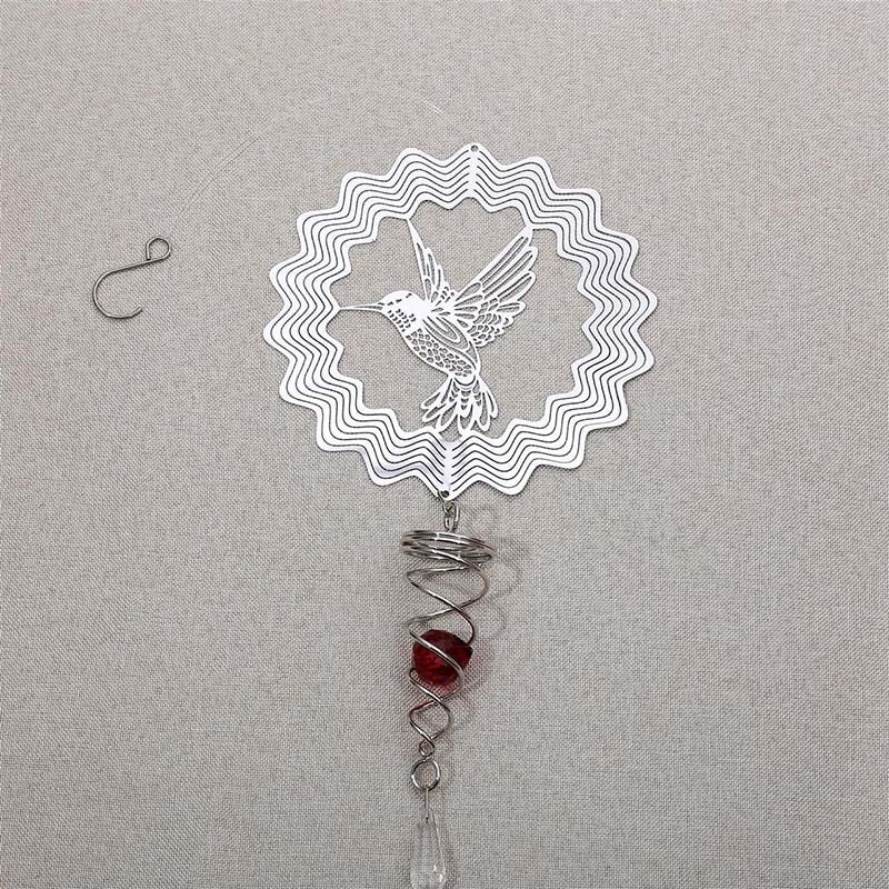 Spirális farokkal 3D fém forgó szélcsengő karácsonyi medál akasztós szélforgó spirál szélcsengő kerti udvar lakberendezés