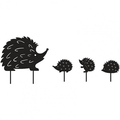 4 țăruși de grădină cu siluetă goală de arici, țăruș de artă de fier în aer liber, țăruș cu plug-in, statuie de grădină, ornamente pentru curte gazon