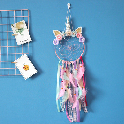 Fiú Unicorn álomfogó, lány hálószoba fali dekoráció, falra akasztható virágdísz