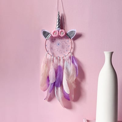 Fiú Unicorn álomfogó, lány hálószoba fali dekoráció, falra akasztható virágdísz