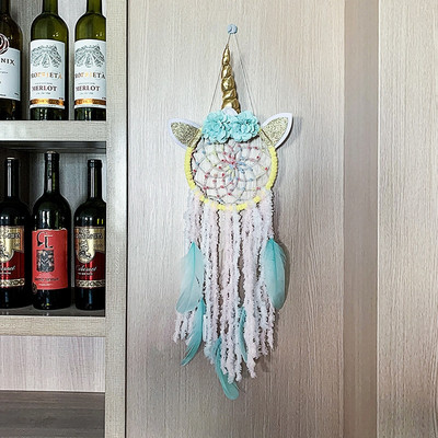 Fiú Unicorn álomfogó, lány hálószoba fali dekoráció, falra akasztható virágdísz