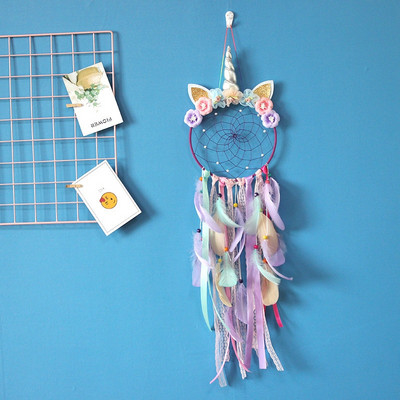Fiú Unicorn álomfogó, lány hálószoba fali dekoráció, falra akasztható virágdísz