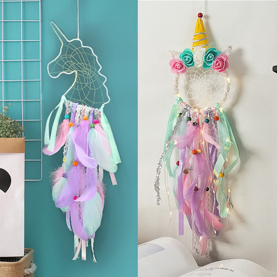 Fiú Unicorn álomfogó, lány hálószoba fali dekoráció, falra akasztható virágdísz