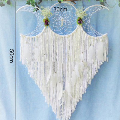 Triple Moon Goddess Macrame Wall Vising Boho Half Moon Large Dream Catcher Decor Home Bedroom Chic Decoration Art Craft Gift