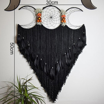 Triple Moon Goddess Macrame Wall Vising Boho Half Moon Large Dream Catcher Decor Home Bedroom Chic Decoration Art Craft Gift