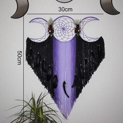 Triple Moon Goddess Macrame Wall Vising Boho Half Moon Large Dream Catcher Decor Home Bedroom Chic Decoration Art Craft Gift