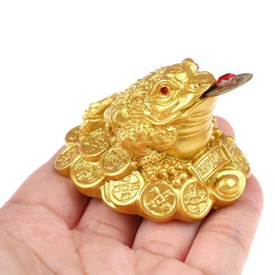 Kínai Fengshui pénzérme varangy figura LUCKY Fortune Wealth Arany béka asztali dekoráció irodai otthoni íróasztal dekorációhoz