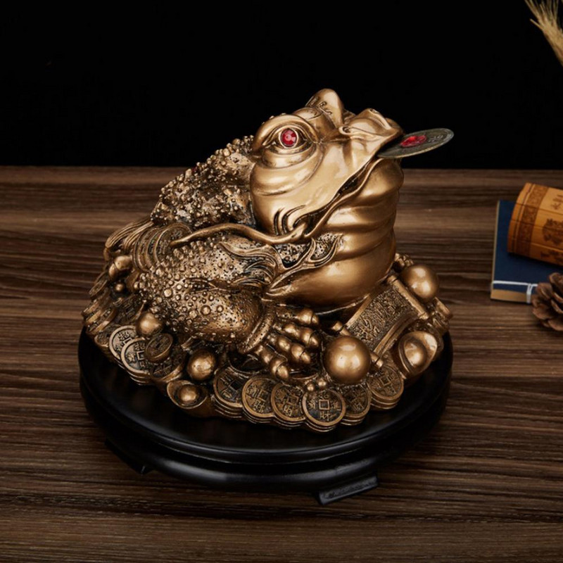 Kínai Fengshui pénzérme varangy figura LUCKY Fortune Wealth Arany béka asztali dekoráció irodai otthoni íróasztal dekorációhoz