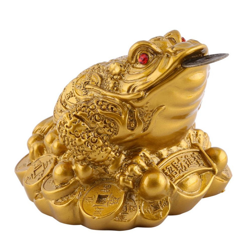 Kínai Fengshui pénzérme varangy figura LUCKY Fortune Wealth Arany béka asztali dekoráció irodai otthoni íróasztal dekorációhoz