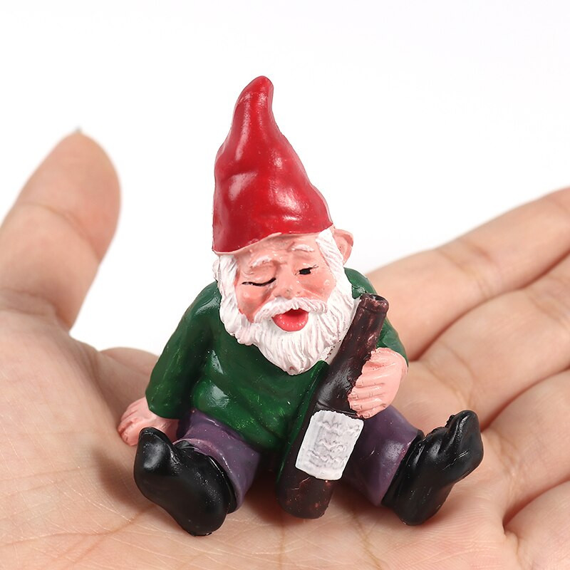 4 db/készlet mini részeg törpék törpe tündér kert szobor miniatűr udvari manó figura gyanta mikro táj figura dísz