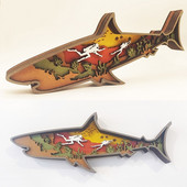 Decor din lemn de pește, figurină de pește scobită în mai multe straturi, ornament, statuie, decorațiuni rustice pentru raft de acasă, dulap de masă