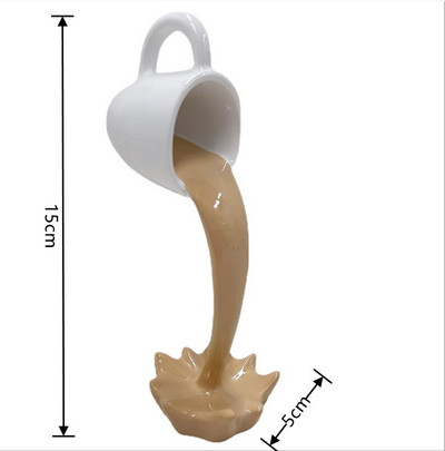 Plaukiojantis išsiliejantis kavos puodelis Skulptūra Virtuvės dekoravimas Išsiliejantis stebuklingas purslas Kūrybinis darbastalio dekoras Namų dekoravimas